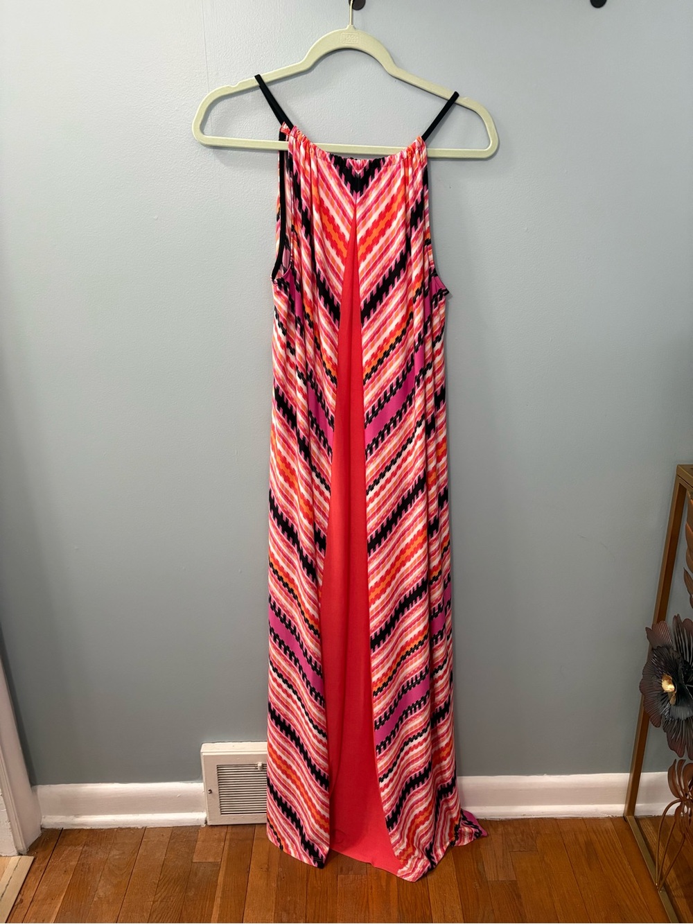 Maggy London Pink Chevron Maxi Dress